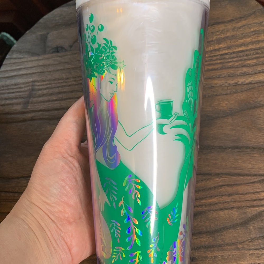 Starbucks 2022 Spearmint siren Pearl holographic Mermaid tumbler 24oz - Picture 3 of 5